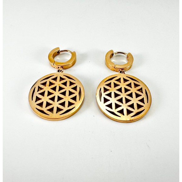 Rose Yaşam Çiçeği Detaylı Küpe